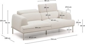 Bézs zsenília állítható kanapé 214 cm Aurum – Kave Home