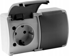 Dupla aljzat n/t IP44 hamu/grafit Schuko DV