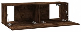füstös tölgy színű szerelt fa fali TV-szekrény 100 x 30 x 30 cm
