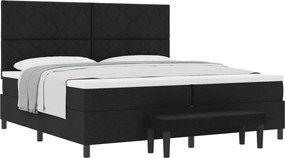 vidaXL Boxrugós ágy matracmal fejtámlával Fekete 200 x 200 cm szövet