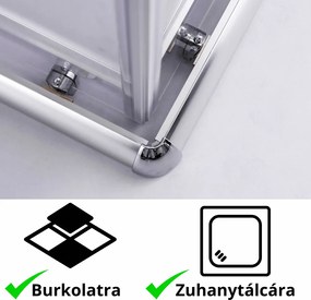 Stuxi Nizza 80x80 cm szögletes két tolóajtós zuhanykabin 6 mm vízlepergető biztonsági üveggel, króm elemekkel, 190 cm magas, zuhanytálcával és szifonnal