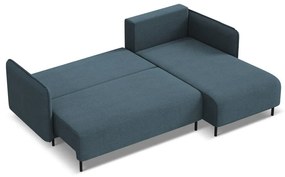 Kék kinyitható-tárolóhelyes sarokkanapé (jobb oldali) Luana – Makamii