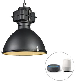 Okos ipari függőlámpa fekete 53 cm, A60 Wifi-vel - Sicko