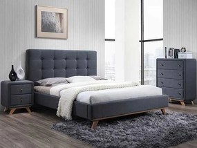 Kárpitozott ágy, szürke, MELISSA 160X200 Matrac: Coco Maxi 23 cm matraccal