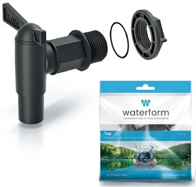 Waterform Csaptelep esővizes hordóhoz CANTAP 2 fekete