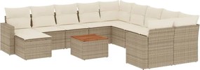 vidaXL 12 részes bézs polyrattan kerti ülőgarnitúra párnákkal
