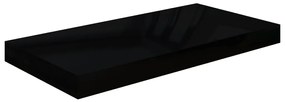 magasfényű fekete MDF lebegő fali polc 50 x 23 x 3,8 cm
