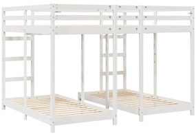 vidaXL Háromszintes emeletes ágykeret Fehér 160 x 200 cm Tömör fenyőfa