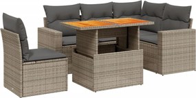 vidaXL 6 részes szürke polyrattan kerti ülőgarnitúra párnákkal