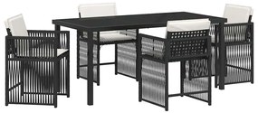 vidaXL Kert étkező szett 5 pcs Fekete polirattan