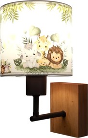 BRILAGI - Fali lámpa BOBO WOOD 1xE27/25W/230V tölgy/fekete/fehér/zöld/dzsungel