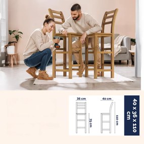 OSLO bárszék karfával, 2 db, 40x36x110cm, természetes barna Casaria