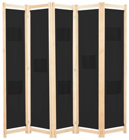 vidaXL fekete 5-paneles szövetparaván 200 x 170 x 4 cm