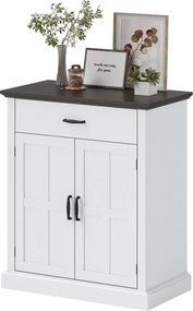 HOMCOM 2 Ajtós Roppantó Oldalszekrény 1 Fiókkal és Állítható Polccal Nappali Előszoba számára - Fehér 75,2x40x91,5 cm | Aosom