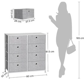 Fiókos szekrény 80x30x82cm, Fém Vázzal, Szürke Színben AUK-E1024 Grey