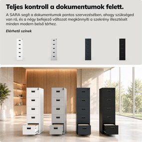 Fém kartotékszekrény antracit: SARA V5, 460 x 1625,5 x 600 mm