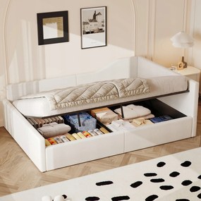 Kárpitozott ágy Kanapé alvás funkcióval Hidraulikus 140X200CM bézs