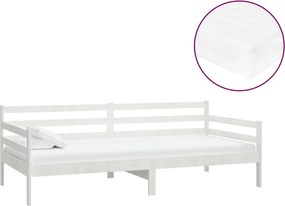 vidaXL fehér tömör fenyőfa dívány matraccal 90 x 200 cm