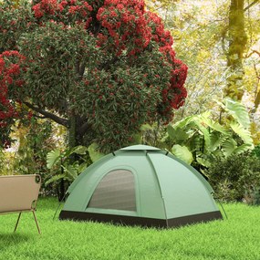 Outsunny 2-Fős Kempingtáborozó Sátor, Kamuflázs Dóm Sátor Könnyű Ventilált, Könnyen Összeszerelhető Cipzáras Ajtókkal, Tároló Zsebbel, Szállítótáskáva