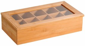 Kesper 58901 Teaszervező bambusz, 10 rekeszes, 36 x 20 x 9 cm