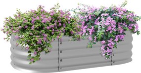 Outsunny Fém Magaságyás, Növényláda, Zöldséges Ágyás, DIY Virágláda Nyitott Aljjal, Fűszerágyás Kerthez, Erkélyhez, Ezüst 105 x 62 x 30 cm | Aosom