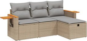 vidaXL 4 részes vegyes bézs polyrattan kerti ülőgarnitúra párnákkal