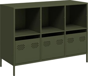 vidaXL olívazöld hidegen hengerelt acél tálalószekrény 101,5x39x73,5cm