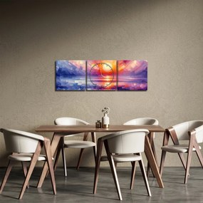 Kép - Színes művészi naplemente (órával) (90x30 cm)