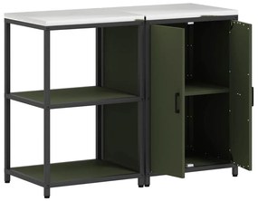 Konyhai Tároló Készlet ajtóval 2 pcs Olajzöld 120 x 50 x 92 cm