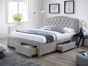 Kárpitozott ágy, szürke/tölgy, ELECTRA 160X200 Matrac: Coco Maxi 23 cm matraccal