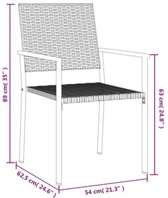 4 db fekete polyrattan kerti szék párnával 54x62,5x89 cm
