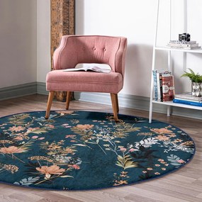 Sötétkék mosható-robotporszívóval tisztítható kerek szőnyeg ø 100 cm Comfort – Mila Home