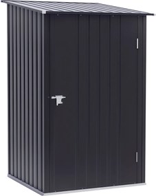 Outsunny Fém Kerti Szerelő Tároló 1.6m³ 100x103x160cm Pent Zsindelyes Tetővel Zárható Ajtóval, Időjárásálló Kerti Szerelőszekrény, Sötétszürke | Aosom