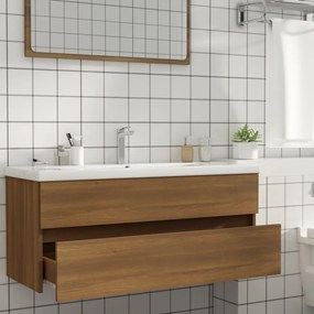 barna tölgyszínű szerelt fa mosdószekrény 100 x 38,5 x 45 cm