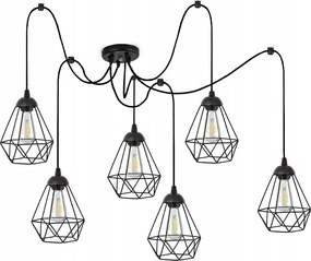 Pók csillár lámpa 5xE27 Loft Fekete drót