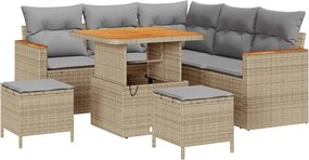 vidaXL Kerti Kanapé Szett párnával 8 pcs Bézs Poli rattan