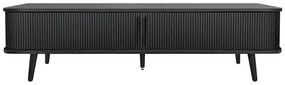Fekete TV-állvány tölgyfa dekorral 178x50x40 cm Rove – Woodman