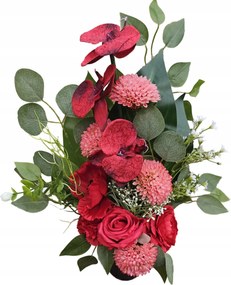 Csokor Piros Orchidea Váza Művirág Sír Temető Prémium