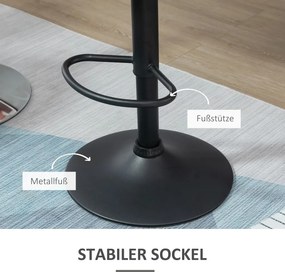 HOMCOM 2 db-os bárszék szett, forgó bárszék háttámlával, bársony, fekete