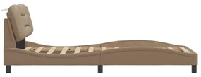 cappuccino színű műbőr ágykeret LED-világítással 80 x 200 cm