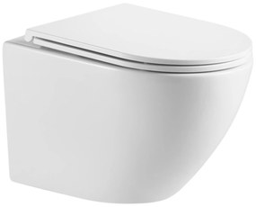 Invena Limnos, falra szerelhető wc csésze Swirlflush 490x370x360 mm + wc ülőke lassan záródó, fehér, INV-CE-93-001-L