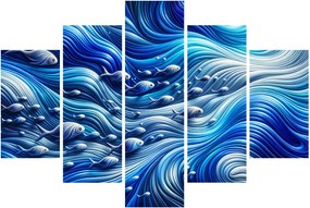 Kép – Halak a hullámokban (150x105 cm)