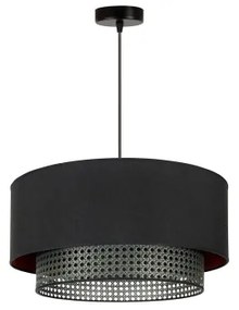 Duolla - Csillár zsinóron BOHO RATTAN 1xE27/15W/230V átm. 45 cm fekete