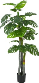 HOMCOM Műnövény Monstera, 1,5 m – élethű törzs és ágak, 20 nagy levél, csereppel | Aosom