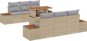 vidaXL Kert étkező szett párnával 7 pcs Barna és szürke