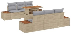 vidaXL Kert étkező szett párnával 7 pcs Barna és szürke