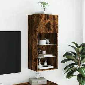 füstös tölgy színű TV-szekrény LED-világítással 40,5x30x90 cm