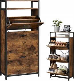 Loft cipősszekrény, tágas és magas, rusztikus barna