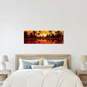 Kép - naplemente az üdülőhely felett (órával) (90x30 cm)