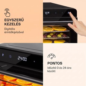 Klarstein Shaftesbury, automatikus aszalógép, 700 W, 35-80 °C, időzítő, digitális érintőképernyős kijelző
